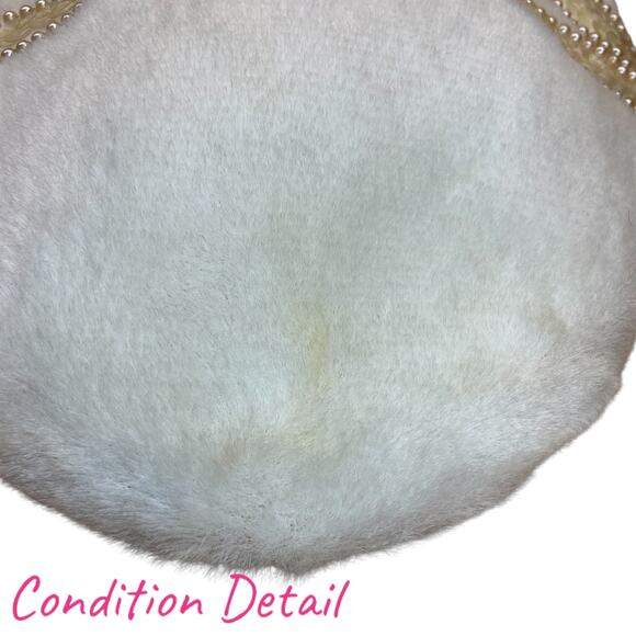 1960s Vintage White Fur Calot Hat Pearl Beaded Vintage Cocktail Topper main image 6